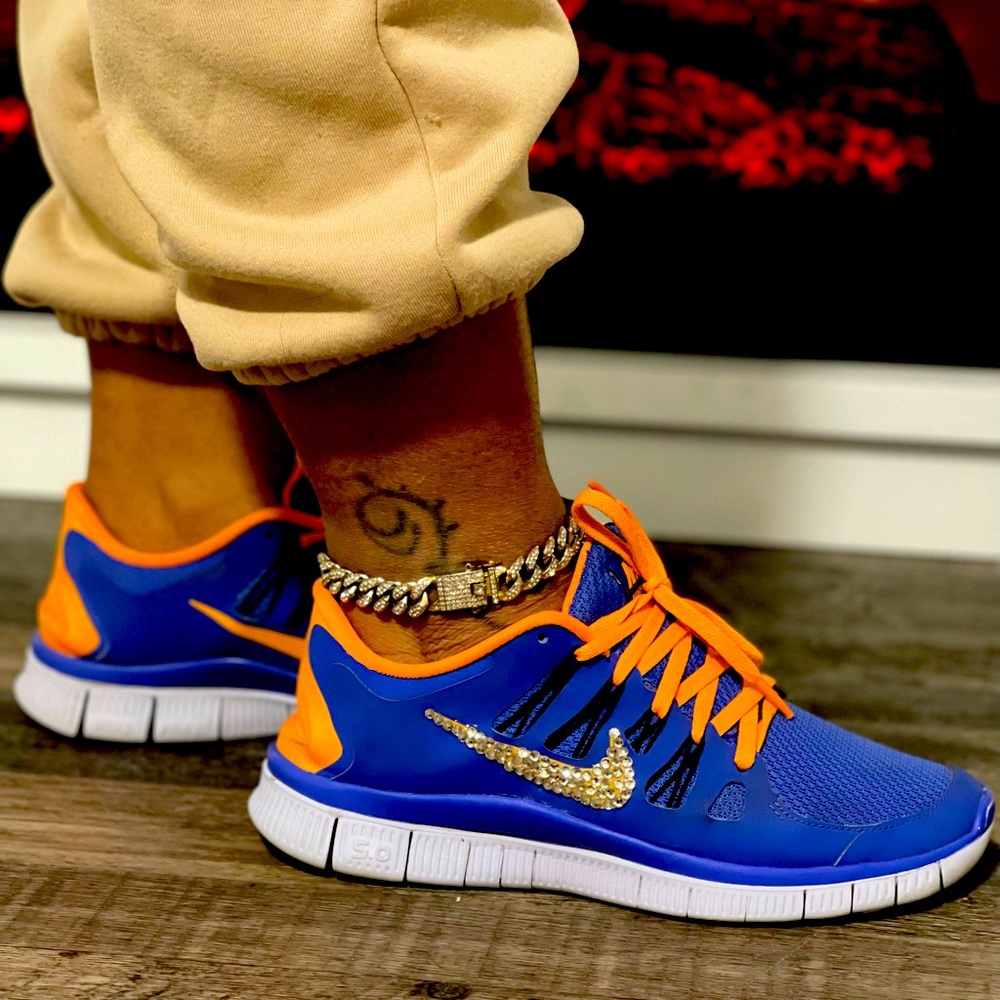 Blingged Nike check Women’s Nike Free 5.0 size 8.5 Royal blue & orange